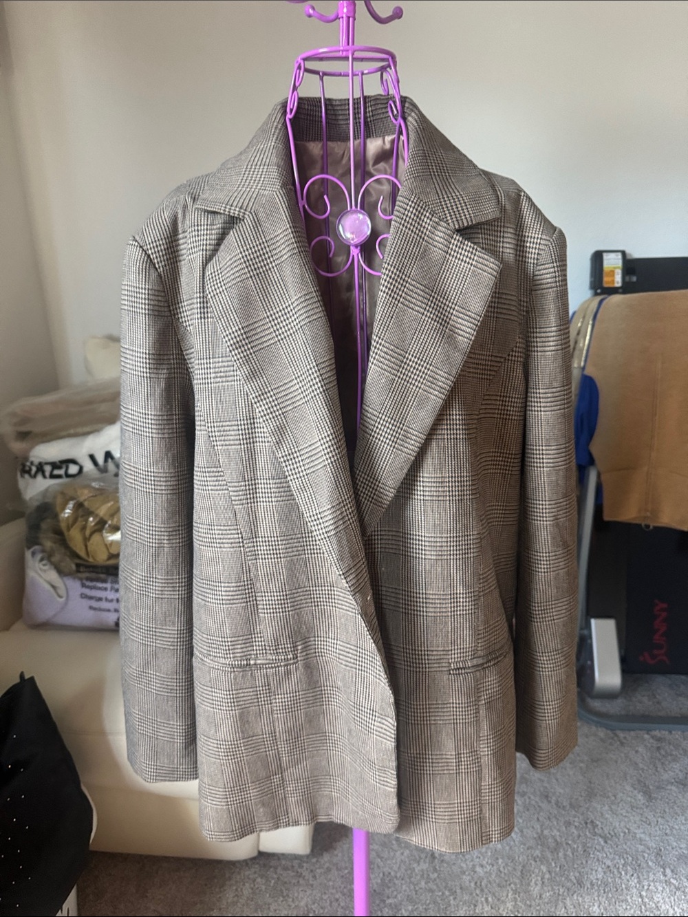Women’s Glen Plaid Sport Coat Blazer - Brown Glen Plaid
